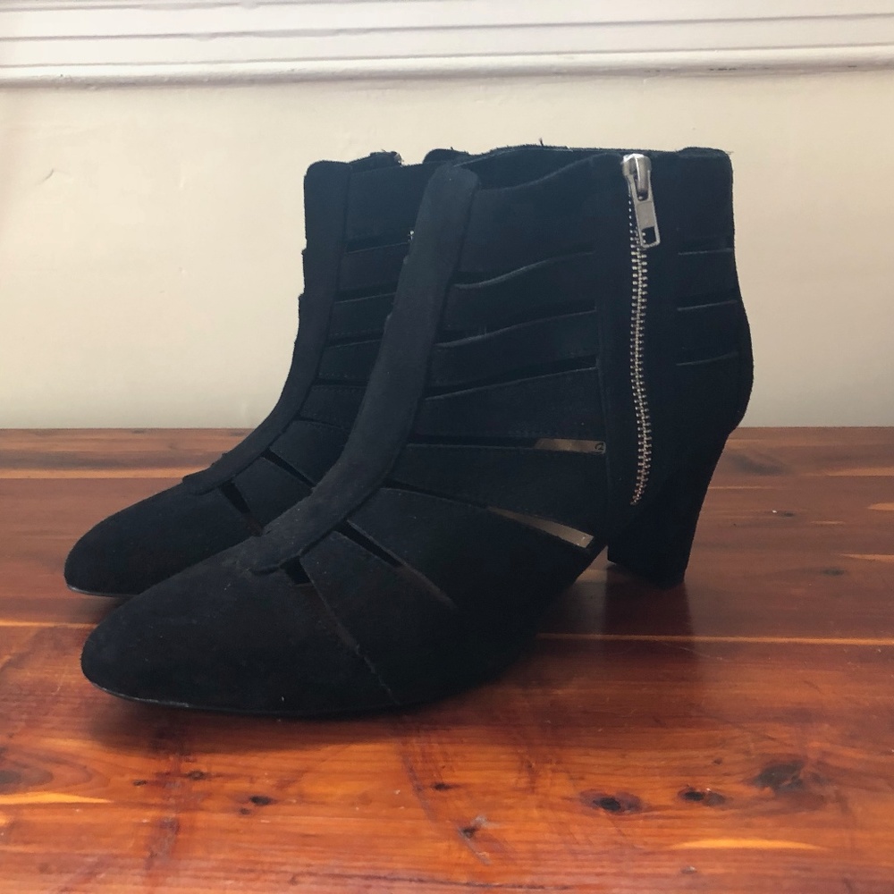 Black faux seude booties size 10